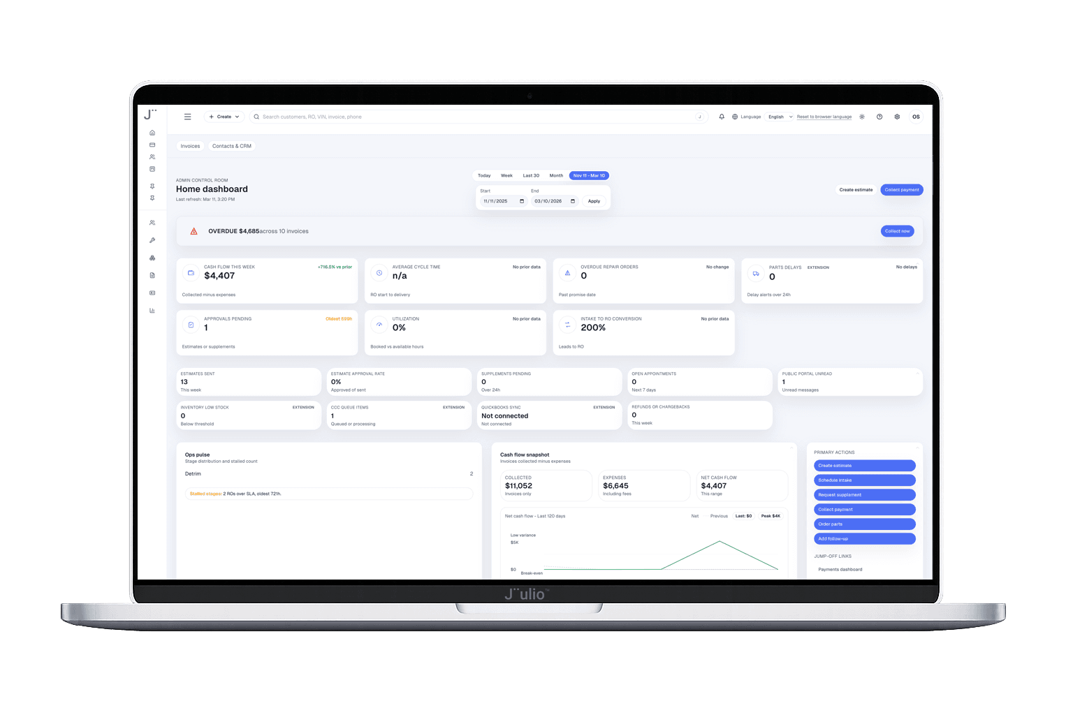 Juulio payment workflow on laptop
