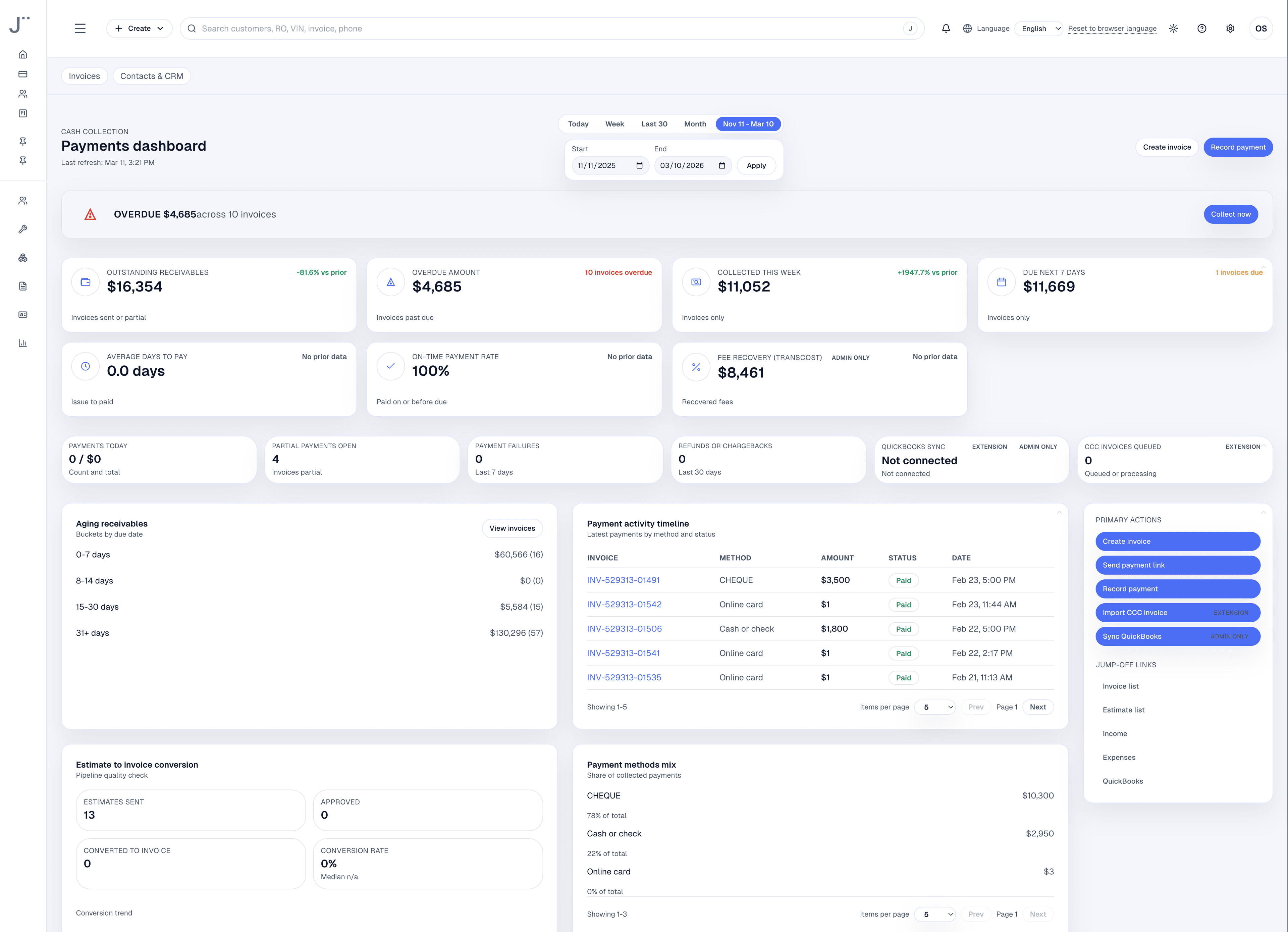 Jüulio™ payments dashboard